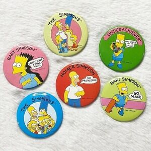 Set of‎ 6 Vintage 1989 The Simpsons Pins